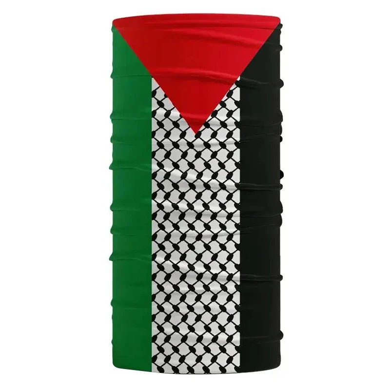 Palestine Flag Bandana Neck Gaiter Palestinian Hatta Kufiya Keffiyeh Pattern Tube Scarf Riding Cycling Windproof Headband