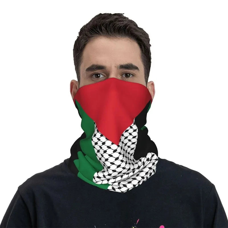 Palestine Flag Bandana Neck Gaiter Palestinian Hatta Kufiya Keffiyeh Pattern Tube Scarf Riding Cycling Windproof Headband