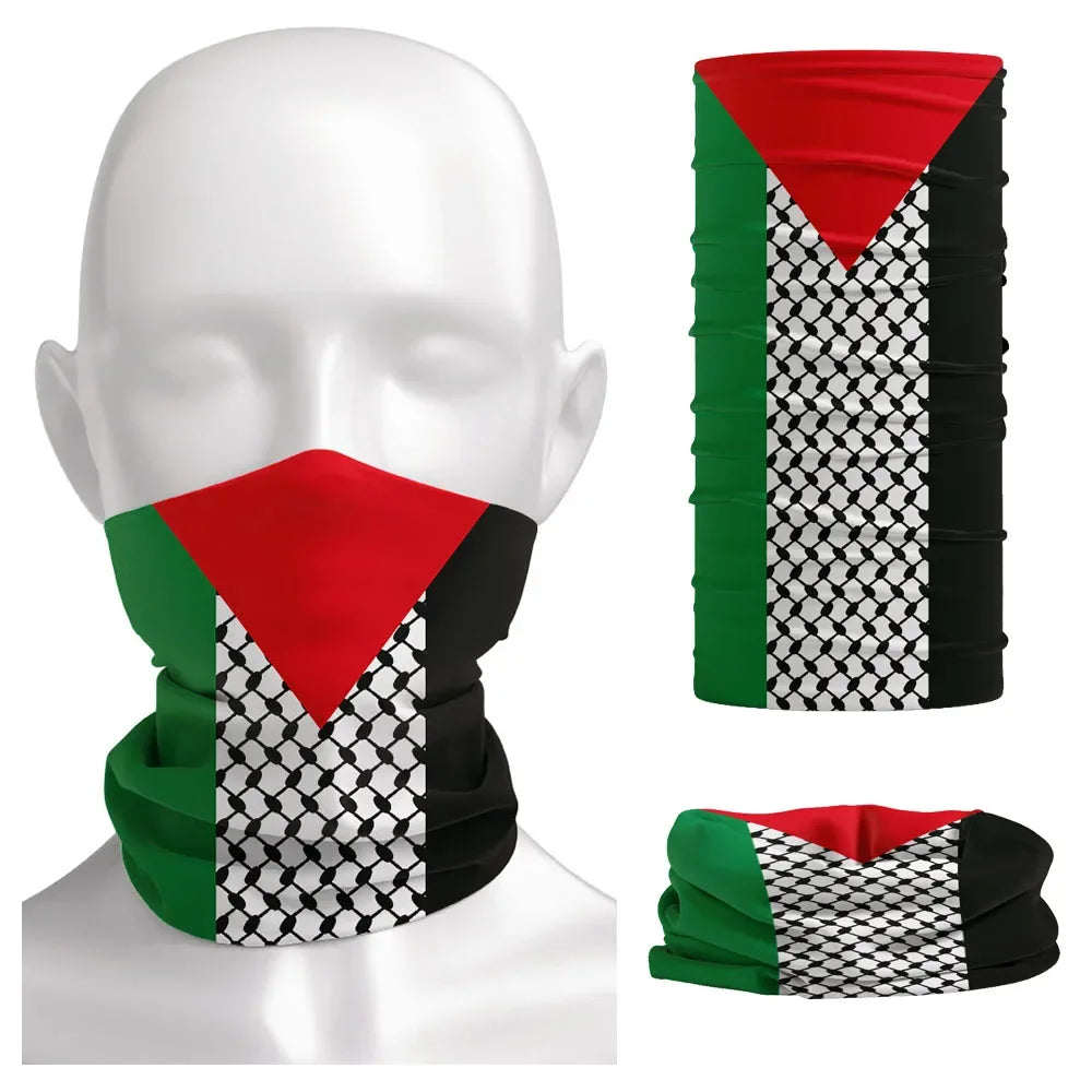 Palestine Flag Bandana Neck Gaiter Palestinian Hatta Kufiya Keffiyeh Pattern Tube Scarf Riding Cycling Windproof Headband
