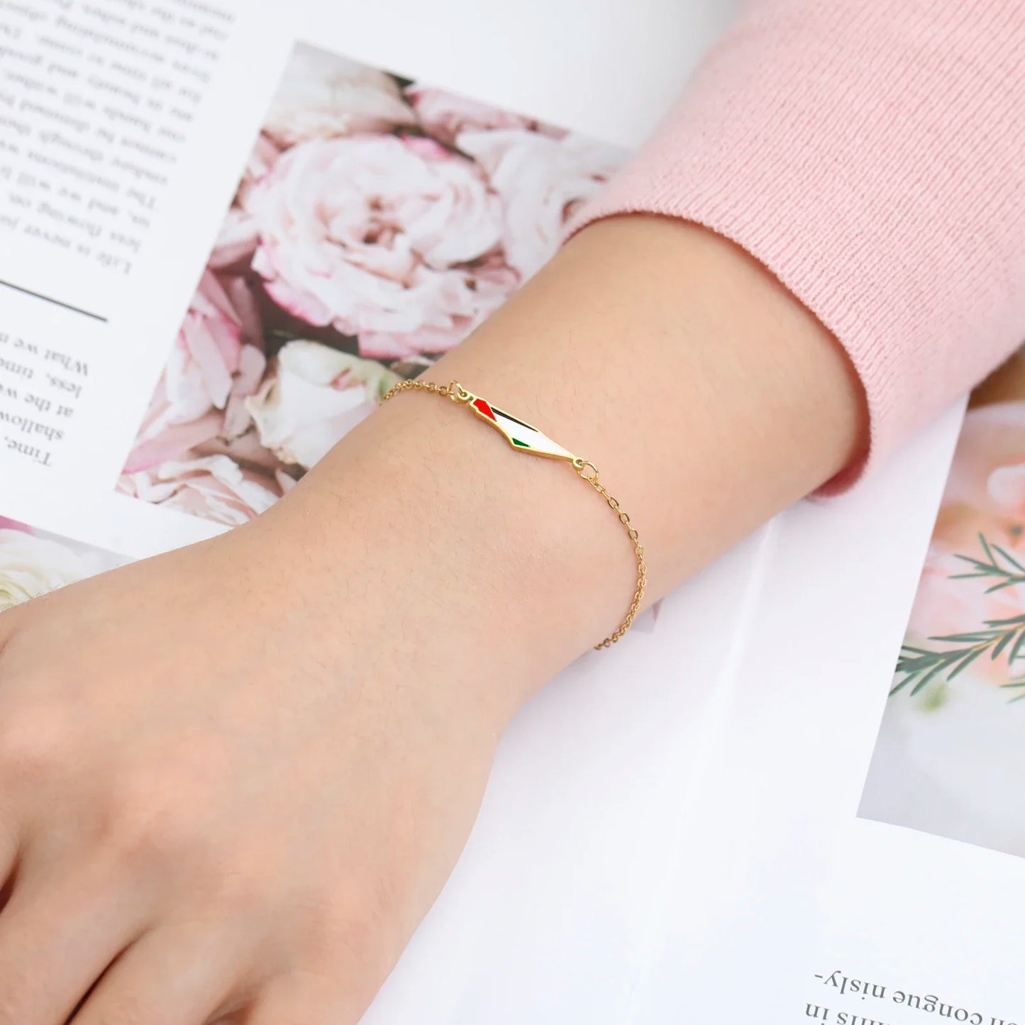 Cazador Palestine Map Double Layers Beads Chain Bracelets for Women Stainless Steel Jewelry Charm Bracelet Gift 2025 Wholesale