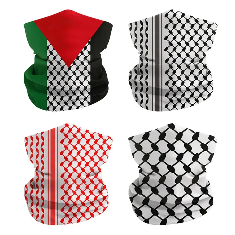 Palestine Flag Bandana Neck Gaiter Palestinian Hatta Kufiya Keffiyeh Pattern Tube Scarf Riding Cycling Windproof Headband
