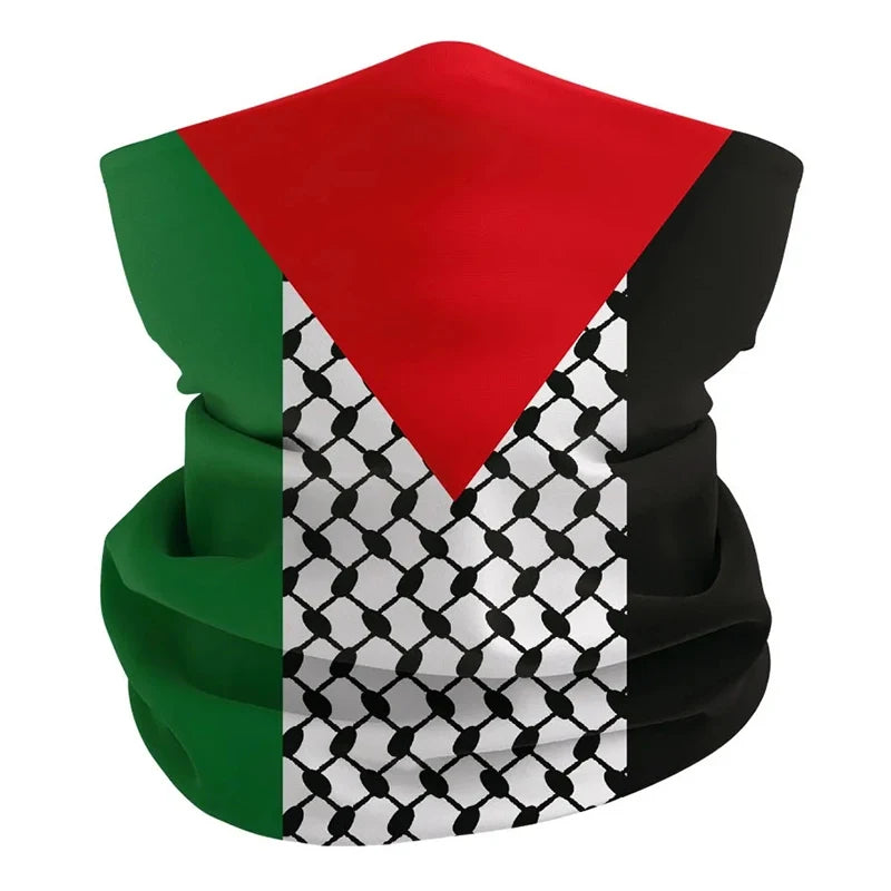 Palestine Flag Bandana Neck Gaiter Palestinian Hatta Kufiya Keffiyeh Pattern Tube Scarf Riding Cycling Windproof Headband
