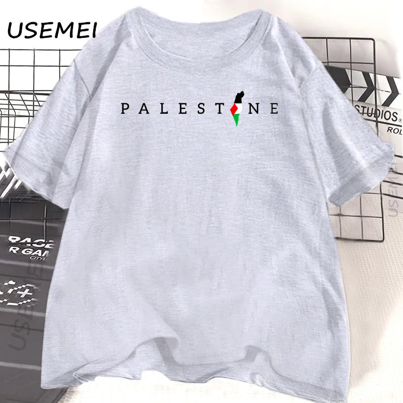 Palestine Flag Printed Tshirt Cotton Short Sleeve Oneck T Shirts Woman Man Summer Loose Casual T Shirt Harajuku Women Clothing