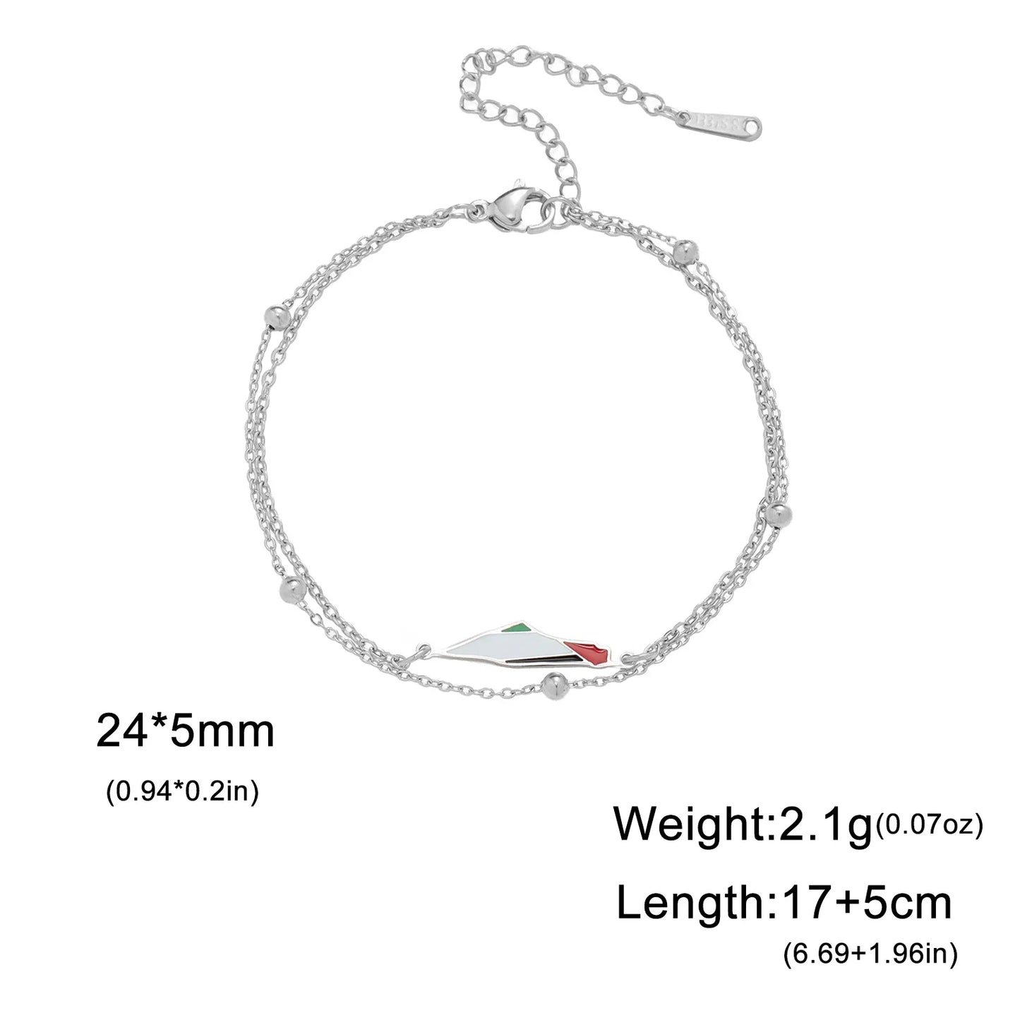 Cazador Palestine Map Double Layers Beads Chain Bracelets for Women Stainless Steel Jewelry Charm Bracelet Gift 2025 Wholesale