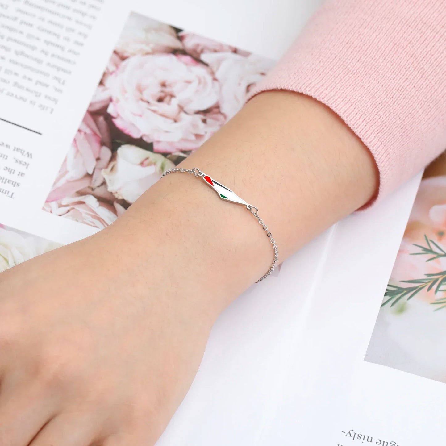 Cazador Palestine Map Double Layers Beads Chain Bracelets for Women Stainless Steel Jewelry Charm Bracelet Gift 2025 Wholesale