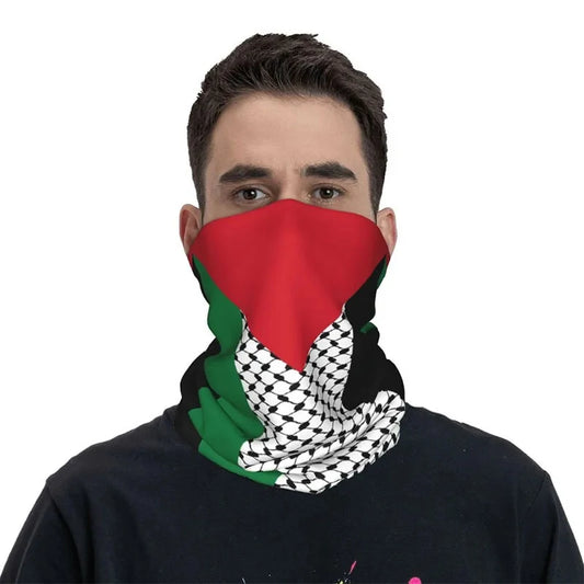 Palestine Flag Bandana Neck Gaiter Palestinian Hatta Kufiya Keffiyeh Pattern Tube Scarf Riding Cycling  Windproof Headband